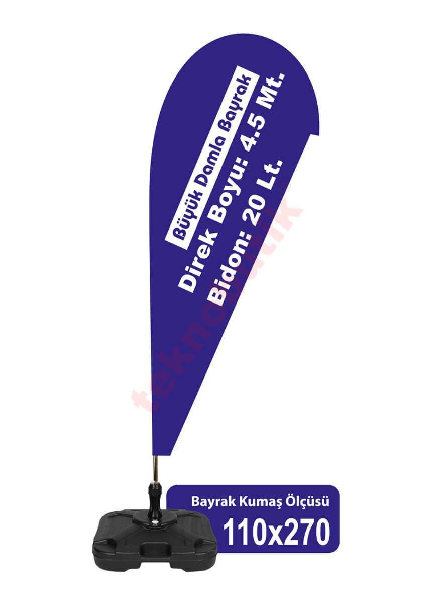 Büyük Damla Bayrak Baskılı 110cm x 270cm Teknobutik.com'da