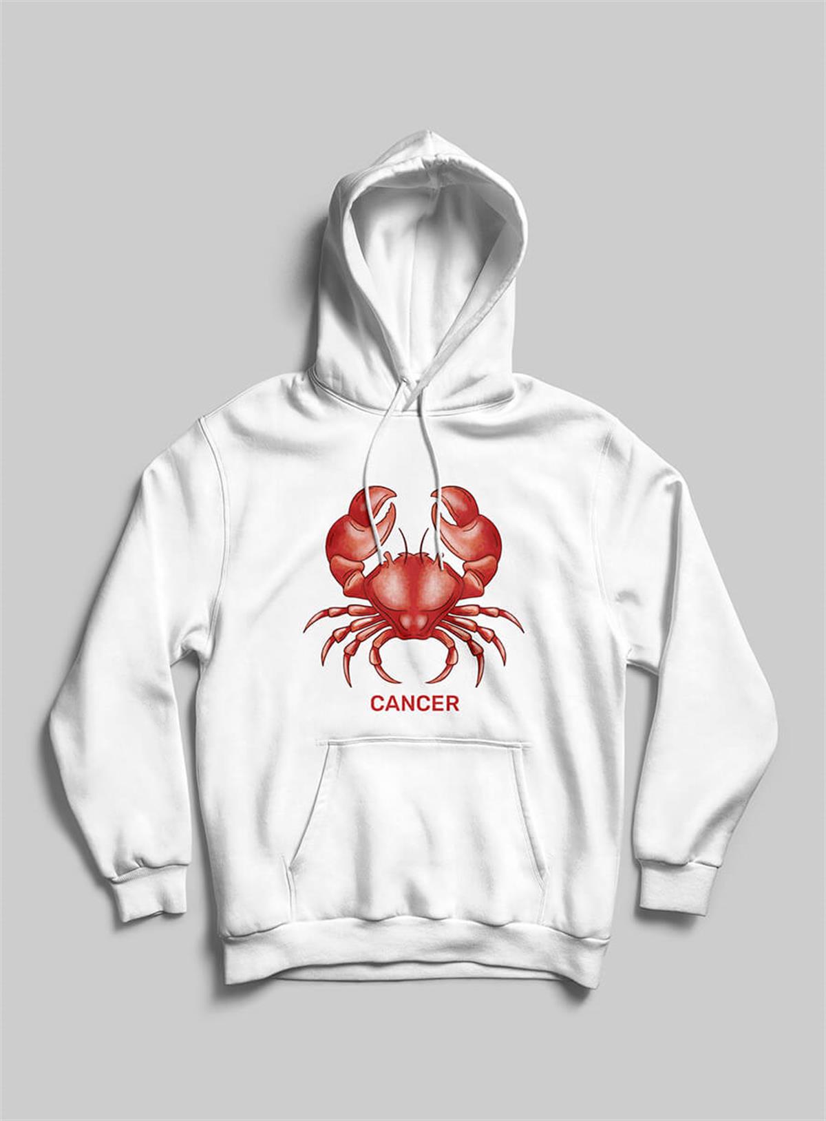Cancer Yengeç Burcu 64 Baskılı Kapüşonlu Hoodie Teknobutik.com'da