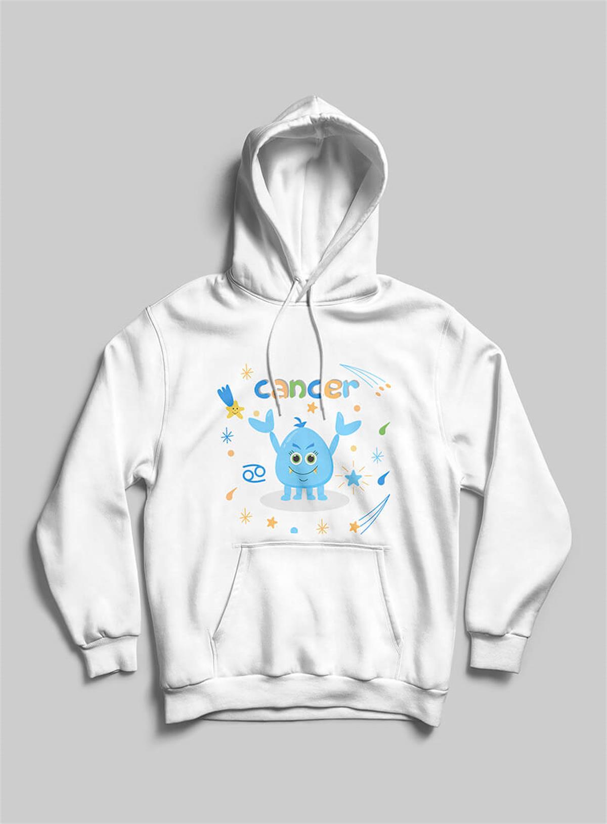 Cancer Yengeç Burcu Baskılı 124 Kapüşonlu Hoodie Teknobutik.com'da