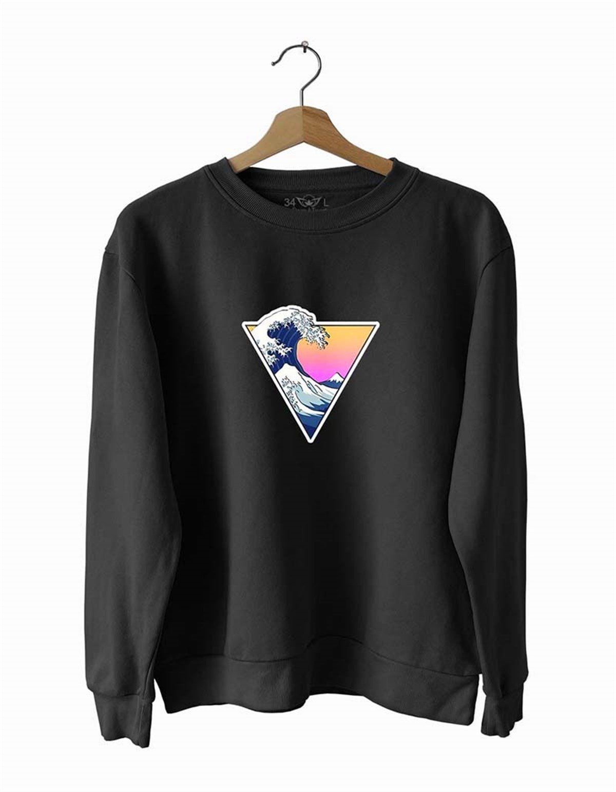 Dalga Basklı Slim Fit Pamuk Sweatshirt
