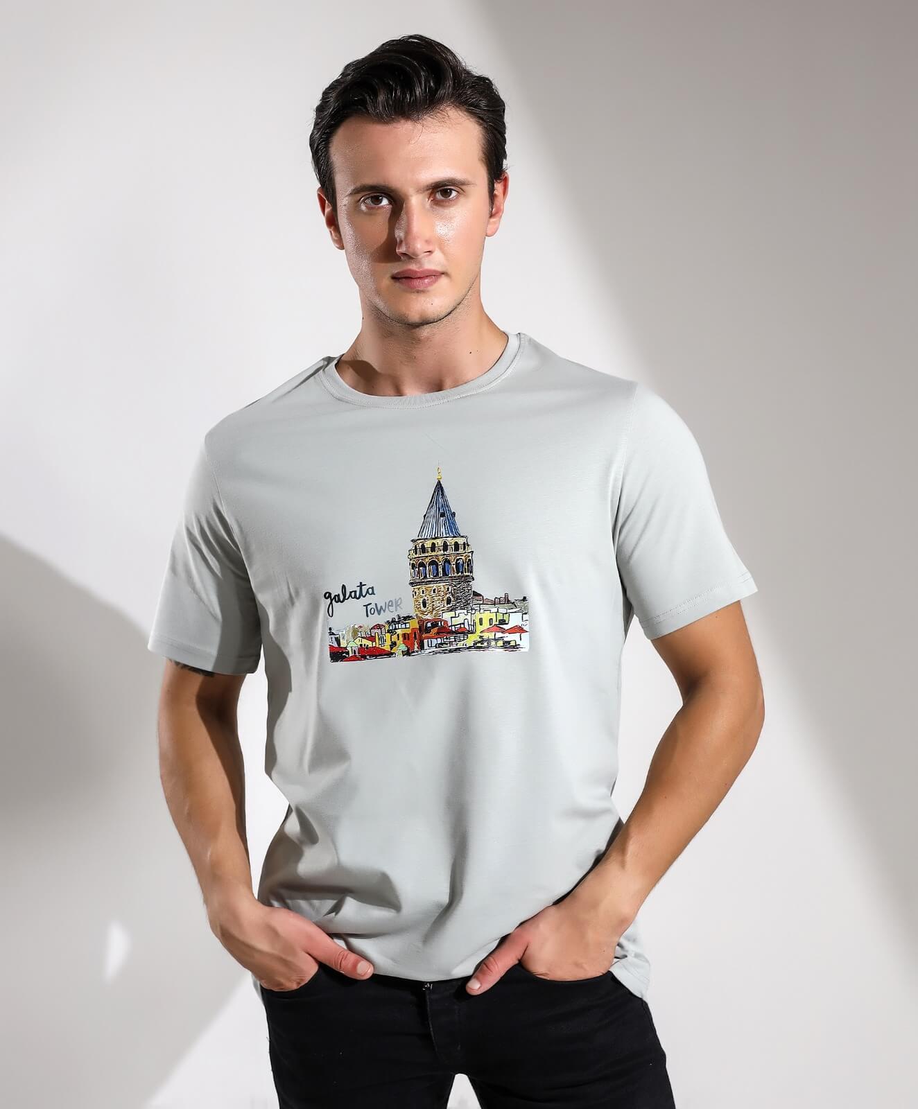 Galata Tower Baskılı Regular Kalıp Tişört Teknobutik.com'da