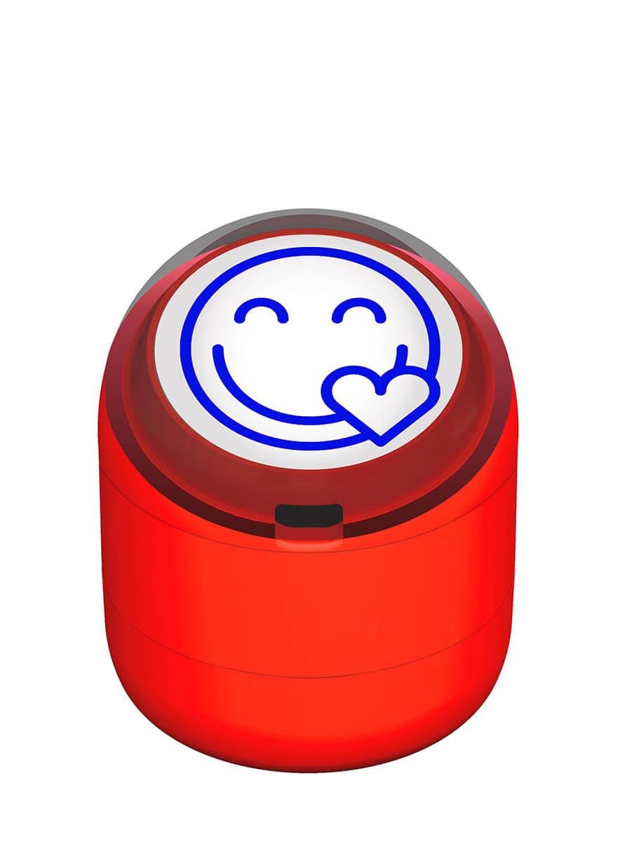 Gülen Emoji Kalp Motivasyon Kaşesi 22mm Yuvarlak Teknobutik.com'da