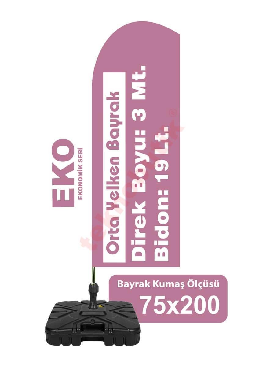 Eko Orta Yelken Bayrak Baskılı 75cm x 200cm Teknobutik.com'da