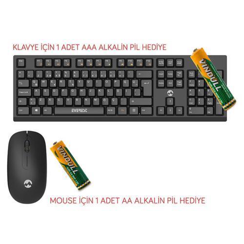 Everest KM-2510 Kablosuz Klavye+Mouse Siyah Teknobutik.com'da