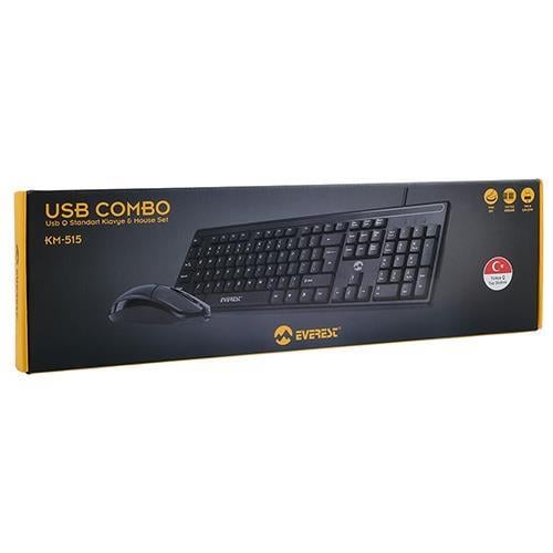 Everest KM-515 Usb Combo Q Kablolu Klavye/Mouse Set Siyah Teknobutik.com'da