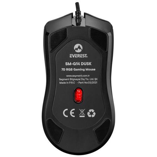 Everest SM-G14 DUSK Usb Siyah 1600-7200 dpi RGB Ledli Gaming Oyuncu Mouse Teknobutik.com'da