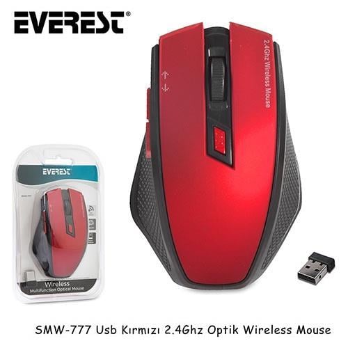 Everest SMW-777 Kablosuz Optik Mouse Kırmızı Teknobutik.com'da