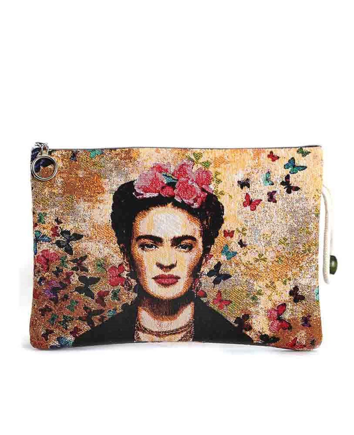 Fri-da Desenli Goblen Dokuma Makyaj Çantası (Clutch)