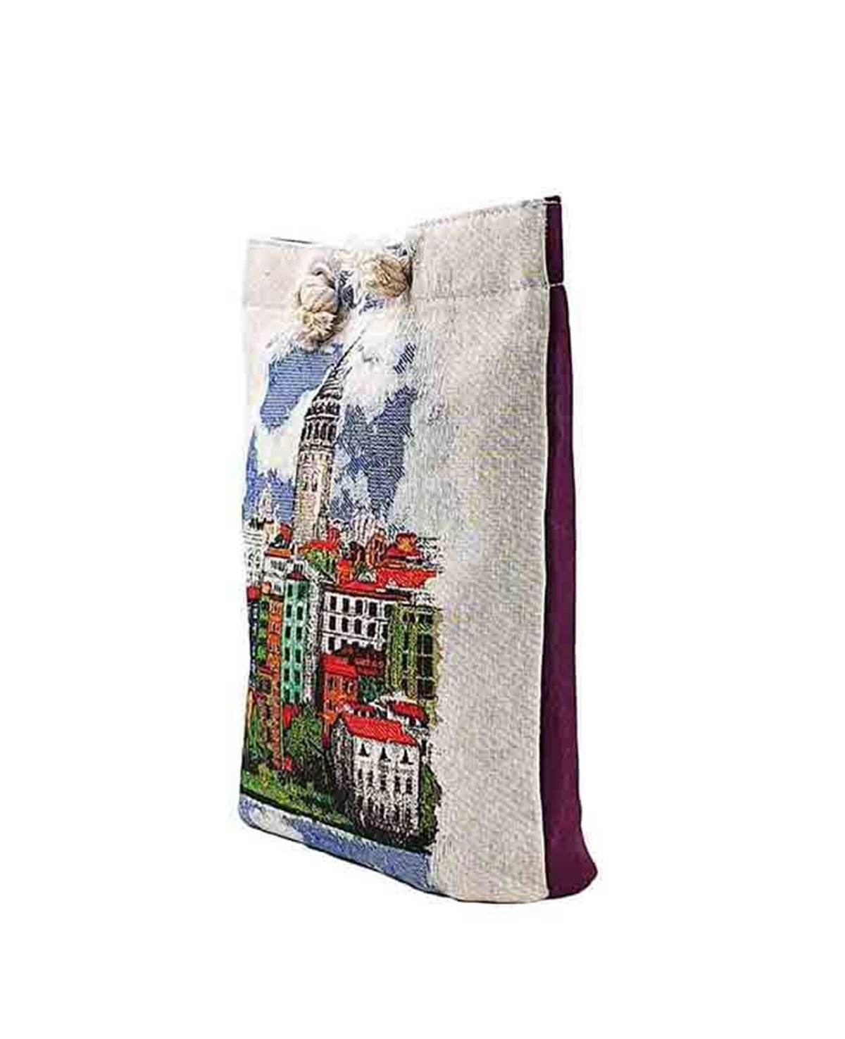 Galata Kulesi Desenli Goblen Heybe Çanta