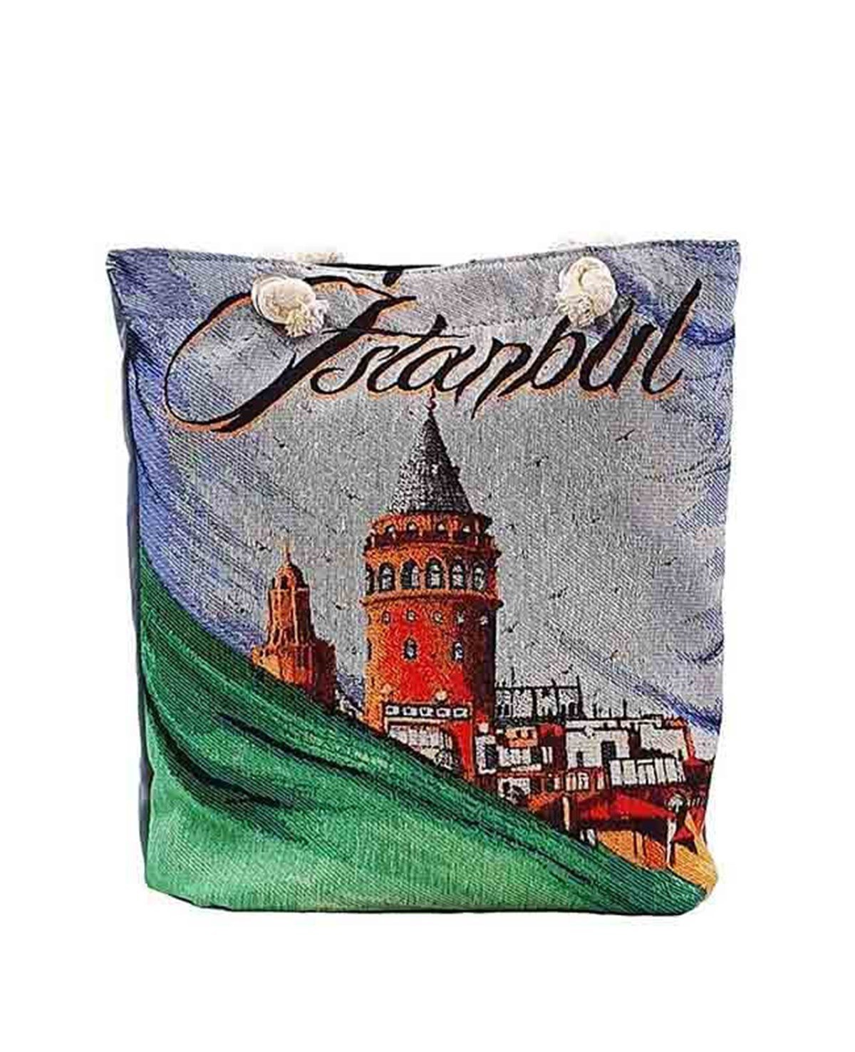 Galata Kulesi Görselli Dokuma Goblen Heybe Çanta