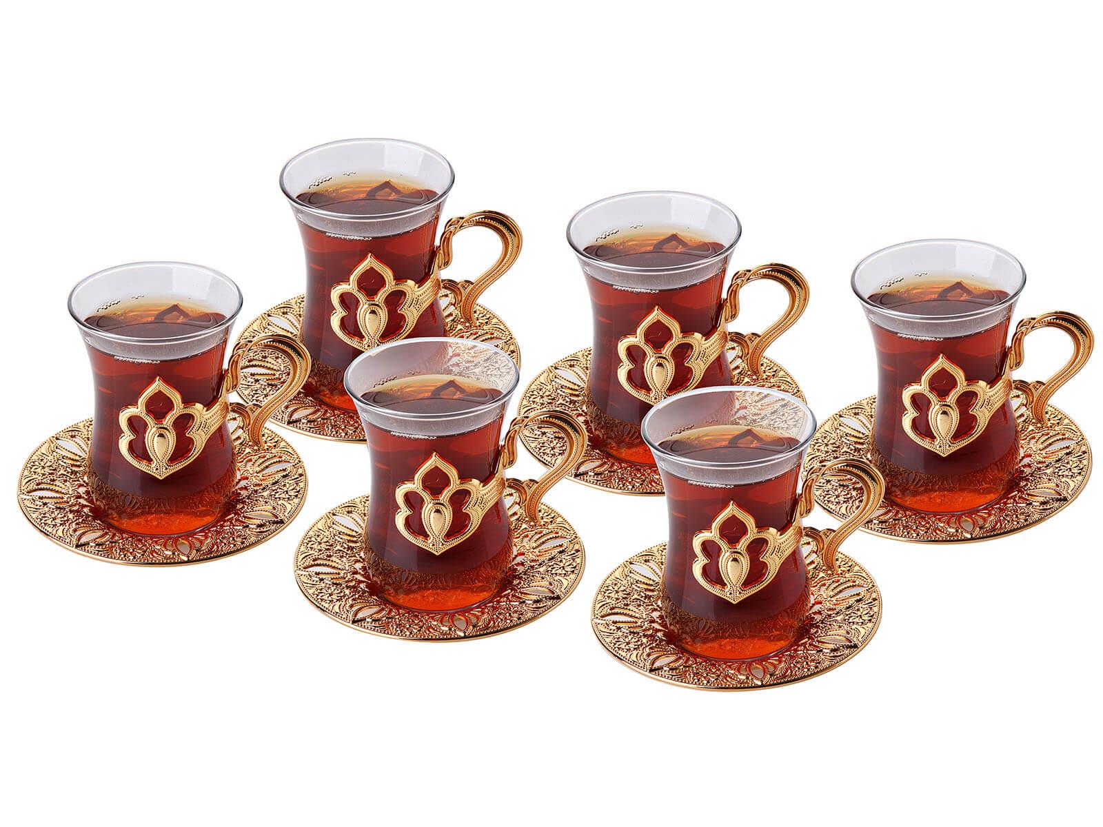 Harman Tepsili 6'lı Çay Takımı 19 Parça-Altın Teknobutik.com'da