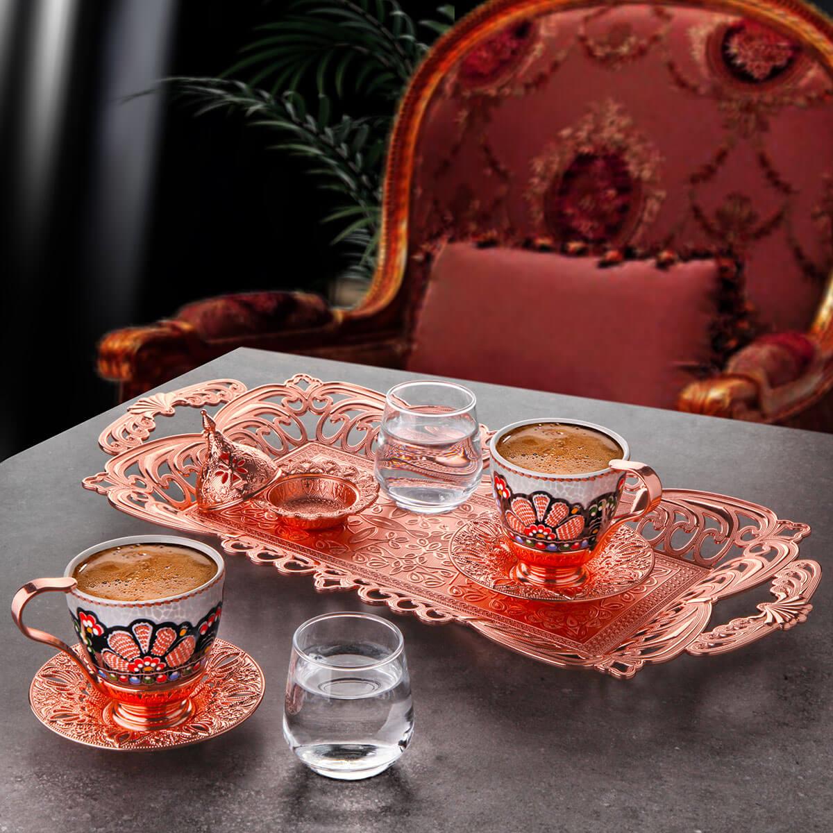 İkili Tepsili Nisa Kahve Takımı Teknobutik.com'da