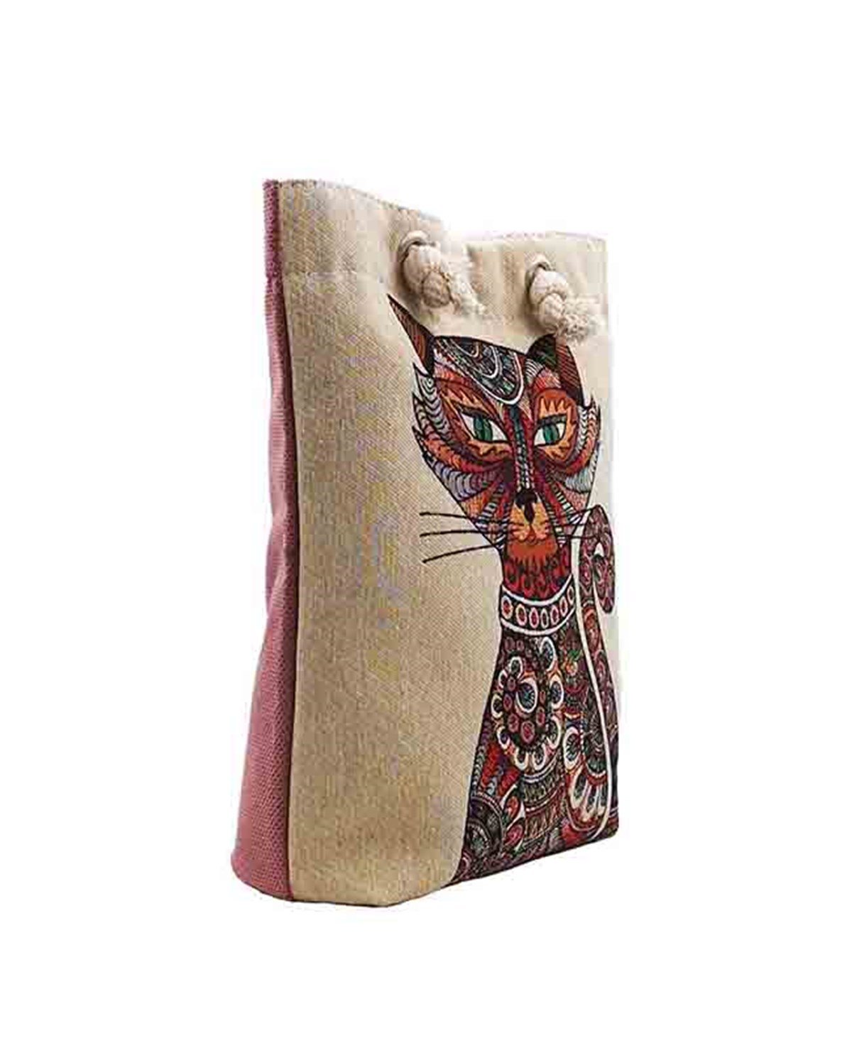 Kedi Desenli Goblen Dokuma Heybe Çanta