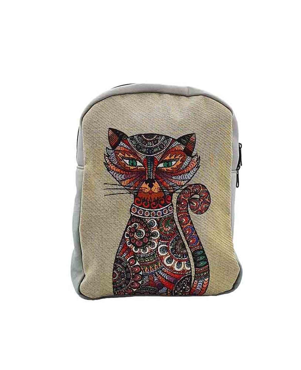 Kedi Desenli Goblen Dokuma Sırt Çantası
