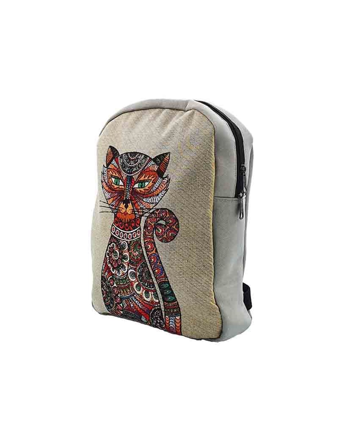 Kedi Desenli Goblen Dokuma Sırt Çantası