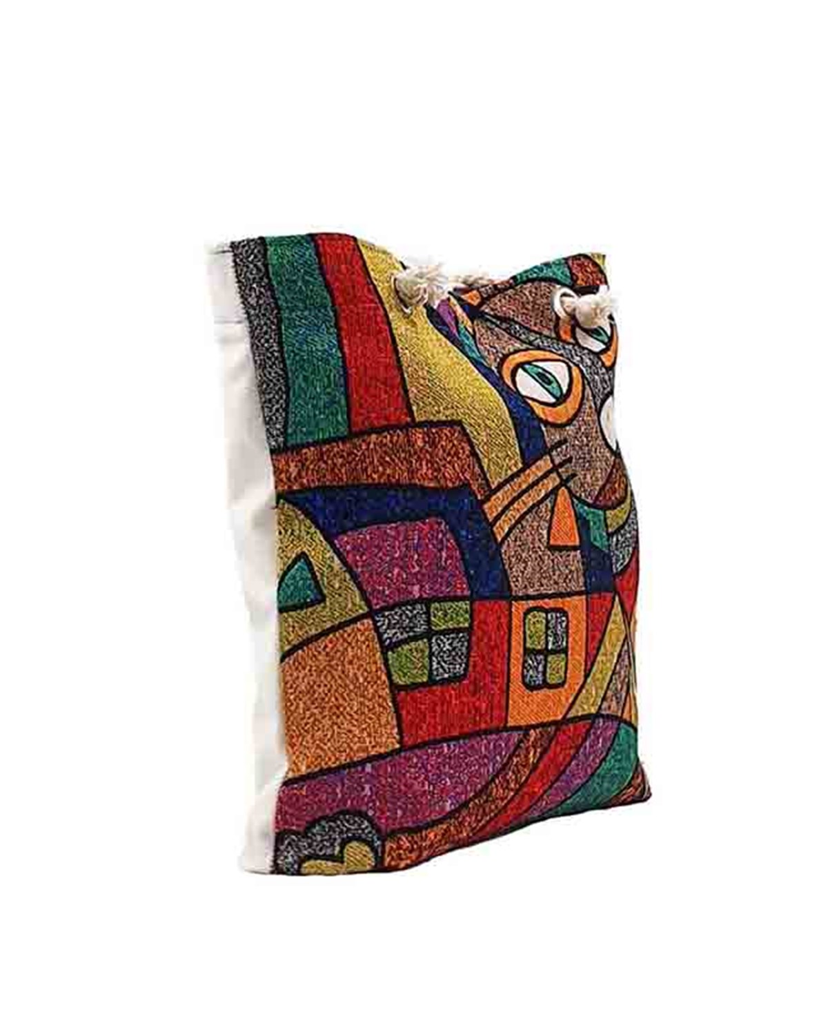 Kedi Desenli Mandala Goblen Dokuma Heybe Çanta