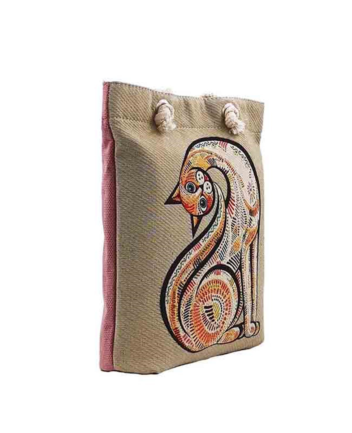 Kedi Desenli Mandala Goblen Dokuma Heybe Çanta