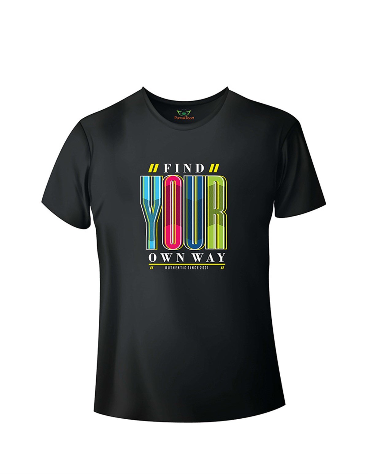 Kendi Yolunu Bul Baskılı Bisiklet Yaka T-shirt