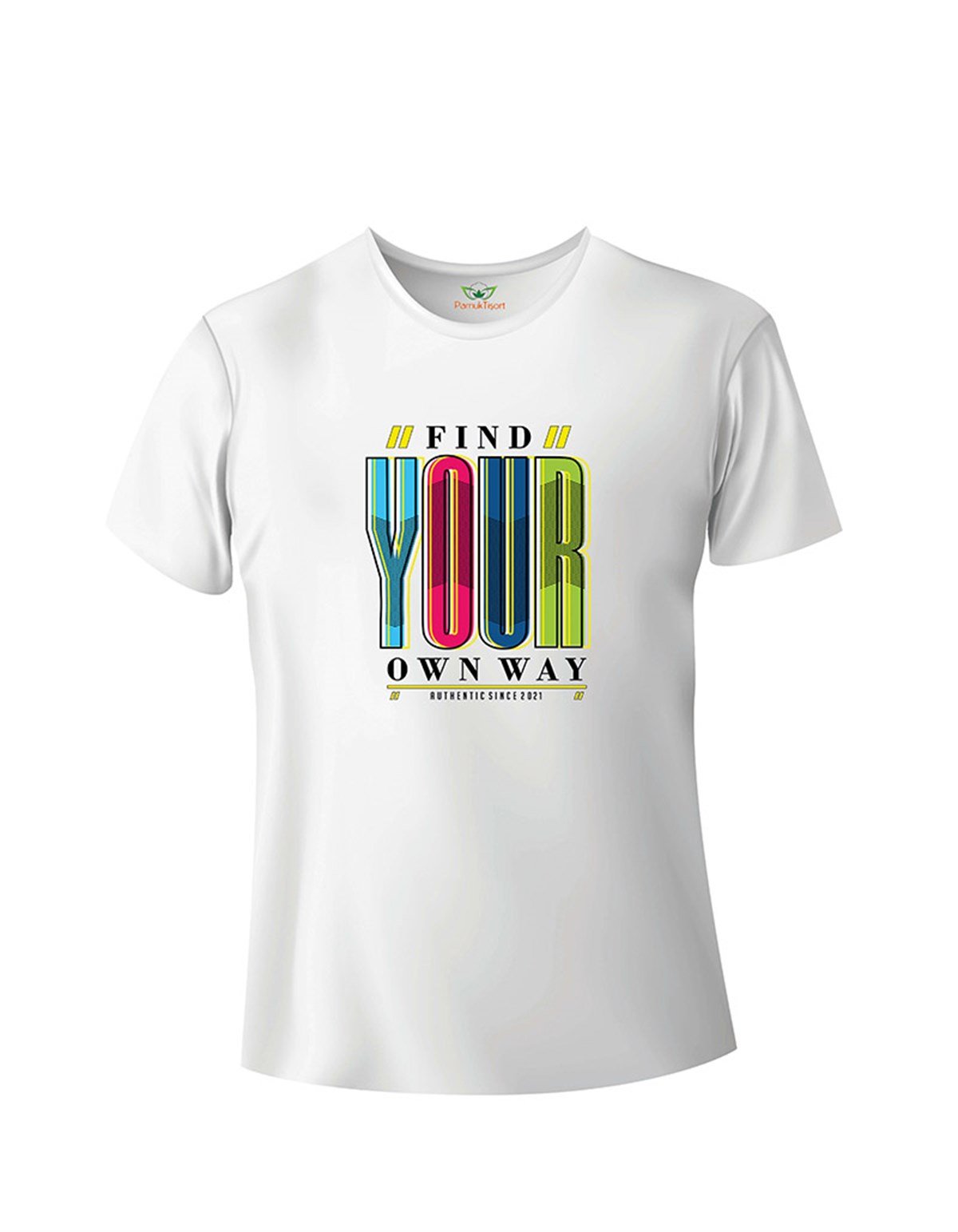 Kendi Yolunu Bul Baskılı Bisiklet Yaka T-shirt