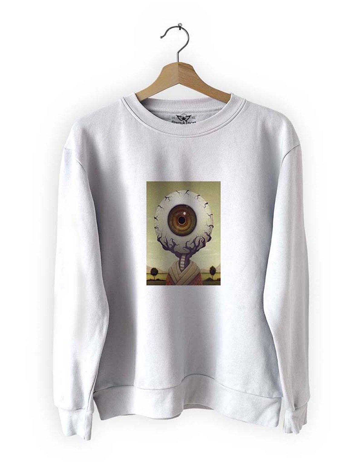 Koca Göz Basklı Slim Fit Pamuk Sweatshirt