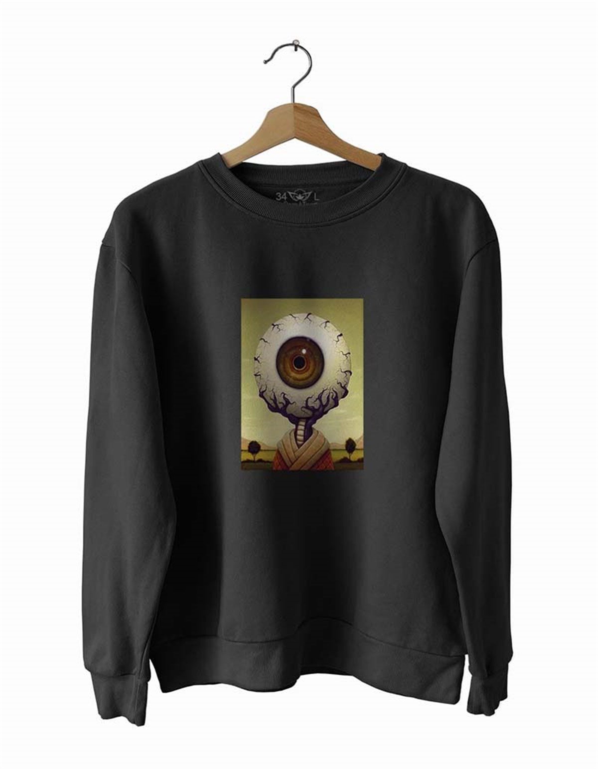 Koca Göz Basklı Slim Fit Pamuk Sweatshirt