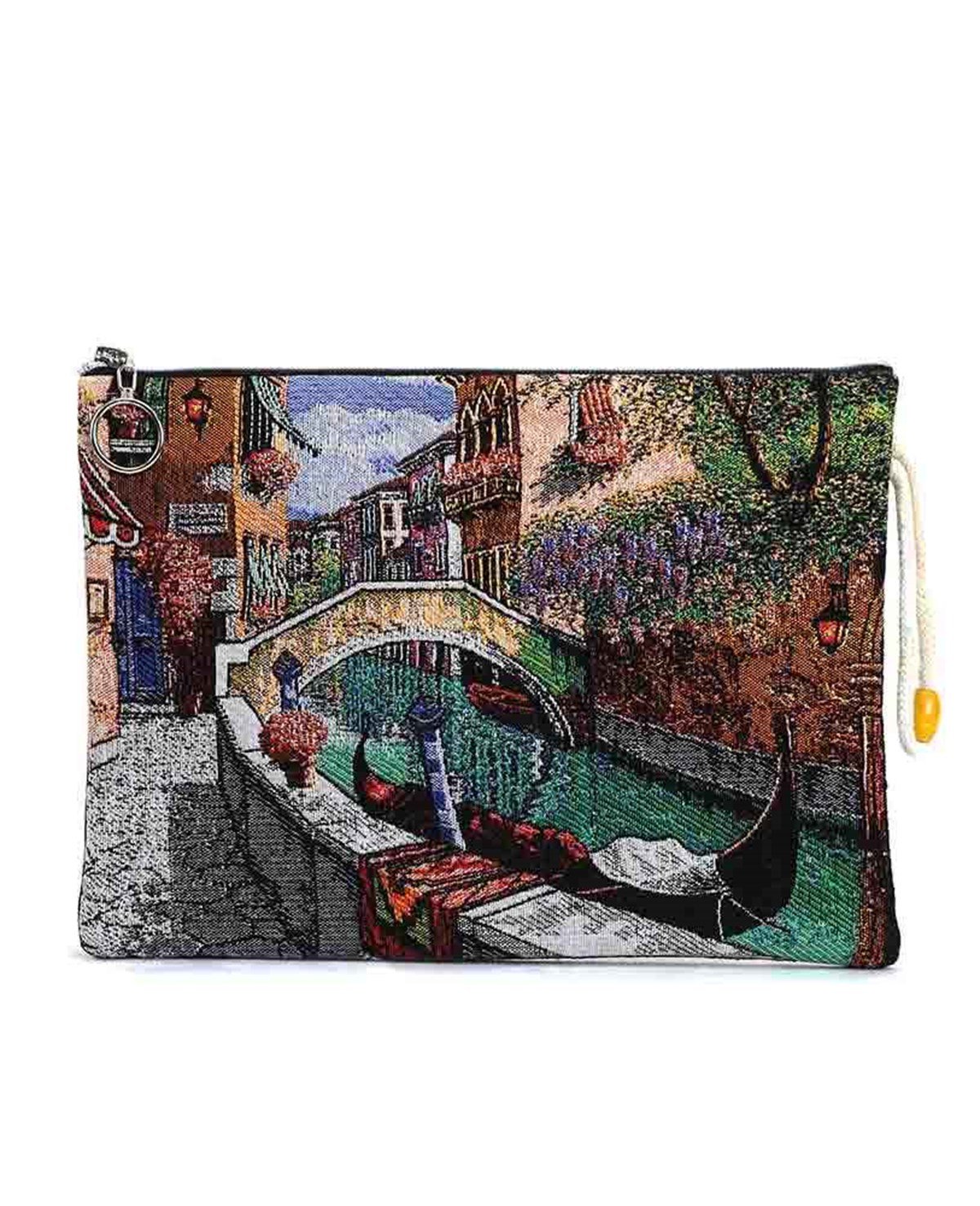 Köprü Desenli Goblen Dokuma Makyaj Çantası (Clutch)