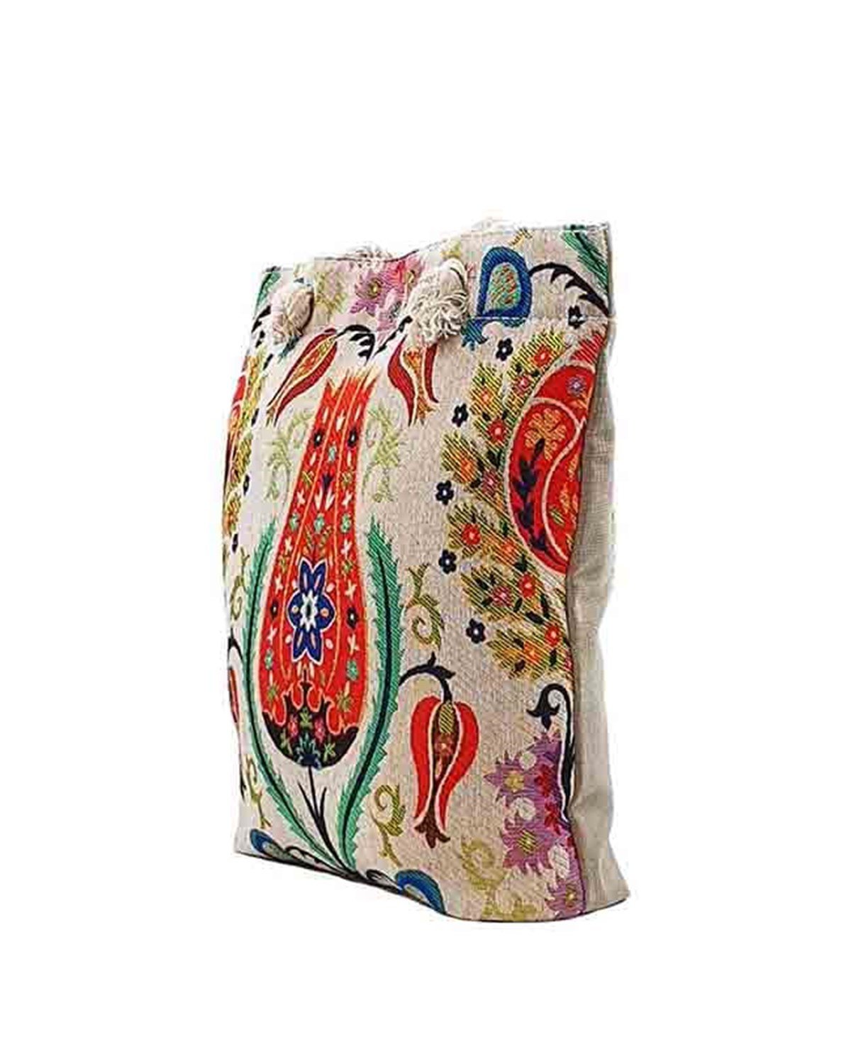 Lale Desenli Goblen Dokum Heybe Çanta