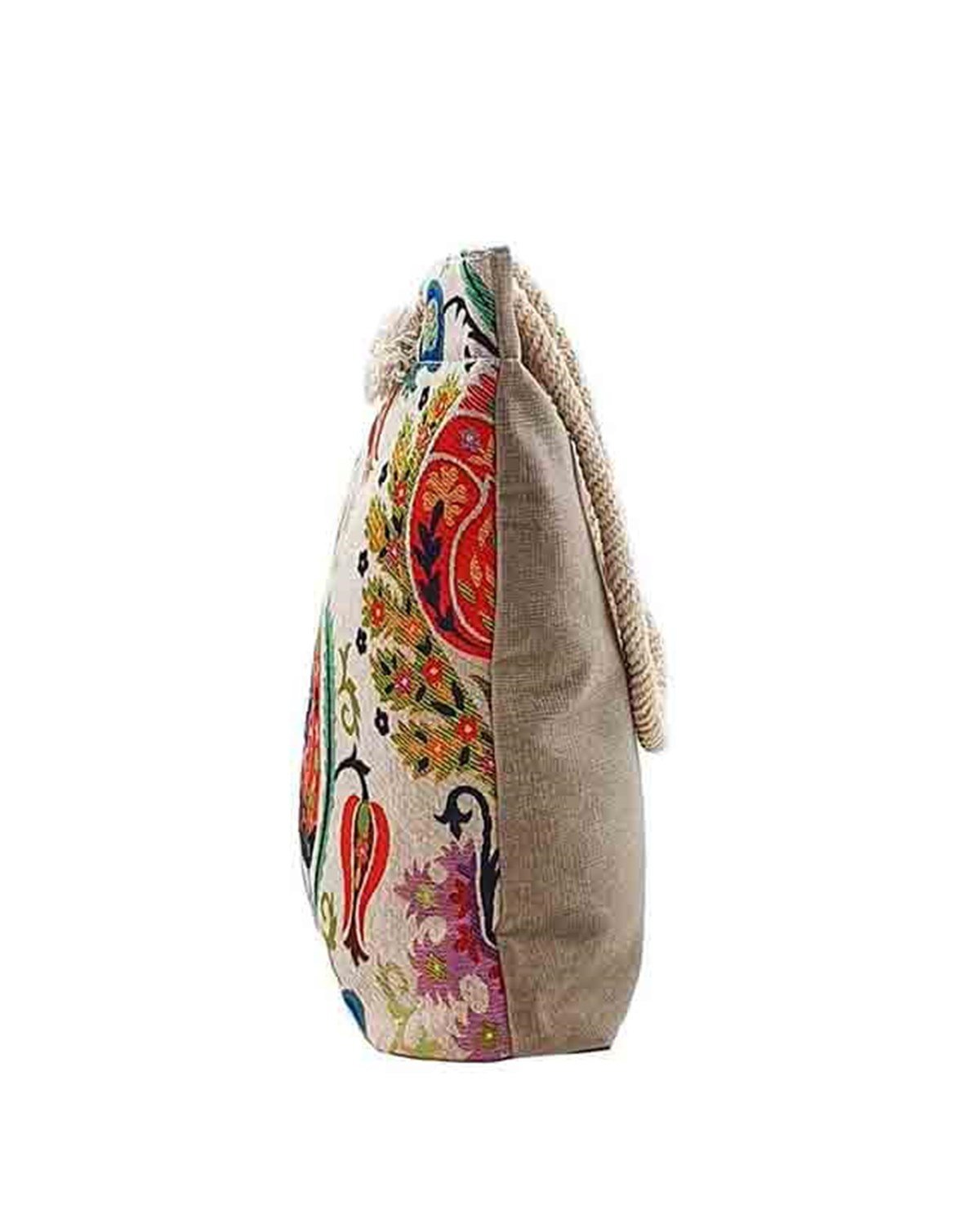 Lale Desenli Goblen Dokum Heybe Çanta
