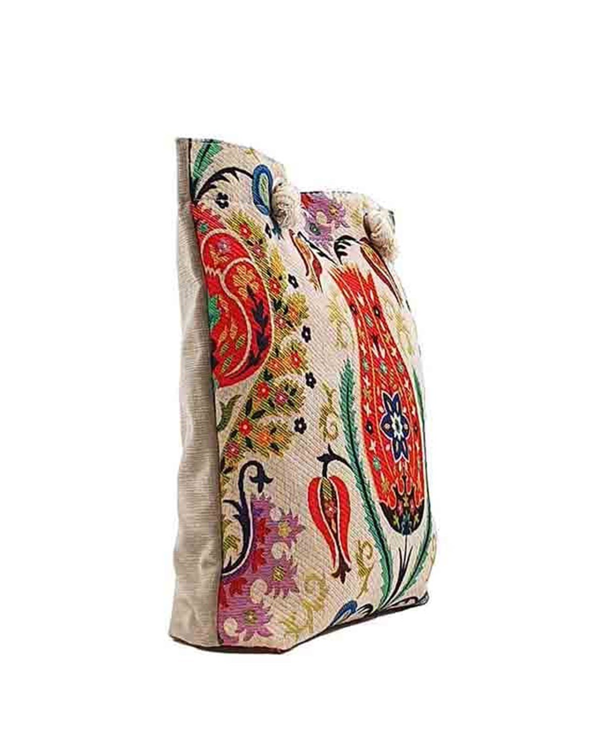 Lale Desenli Goblen Dokum Heybe Çanta