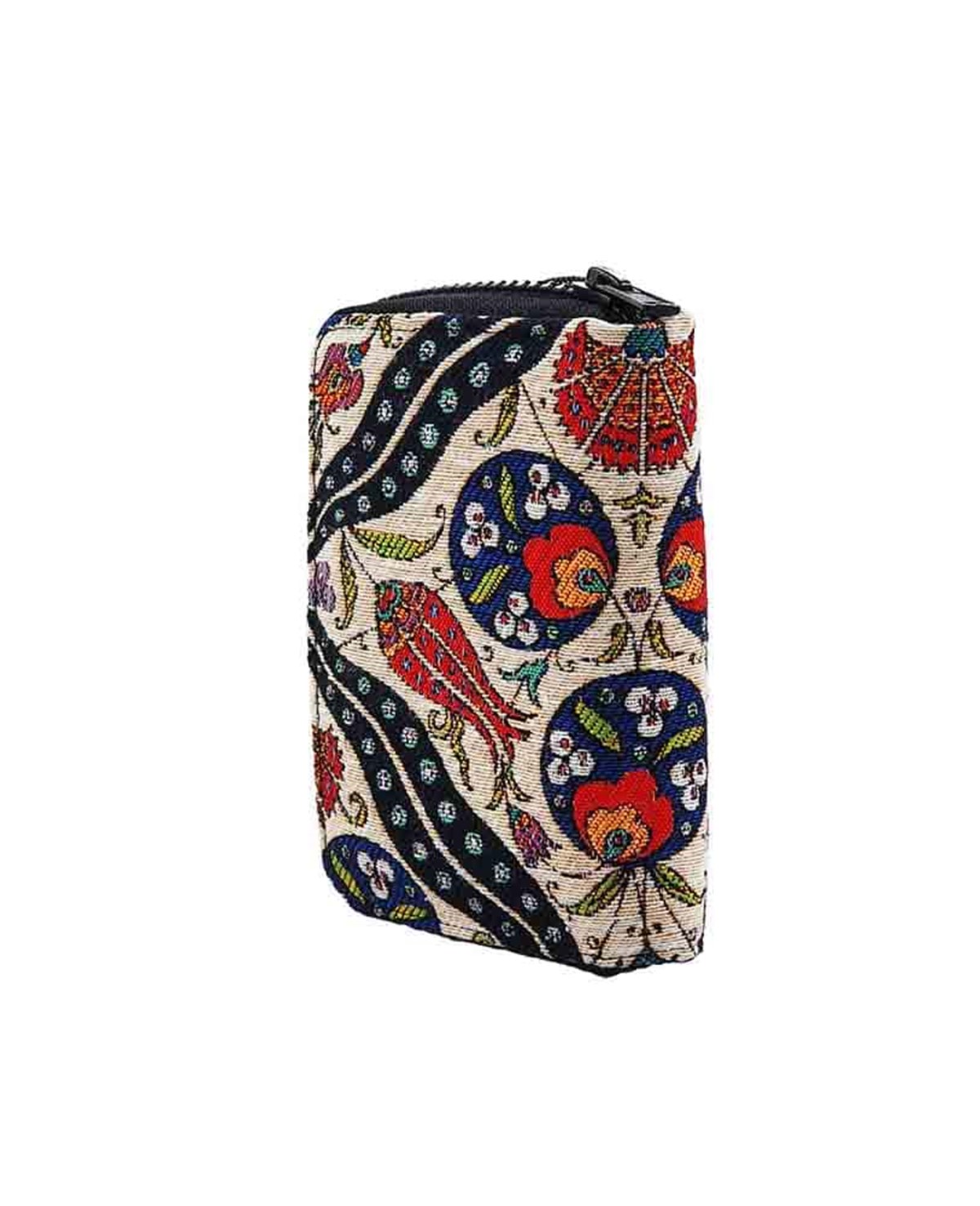 Lale Motifli Dokuma Çok fonksiyonlu El Cüzdanı
