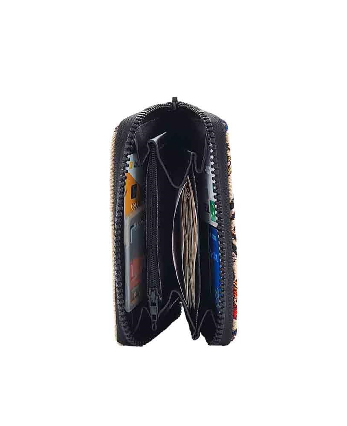 Lale Motifli Dokuma Çok fonksiyonlu El Cüzdanı