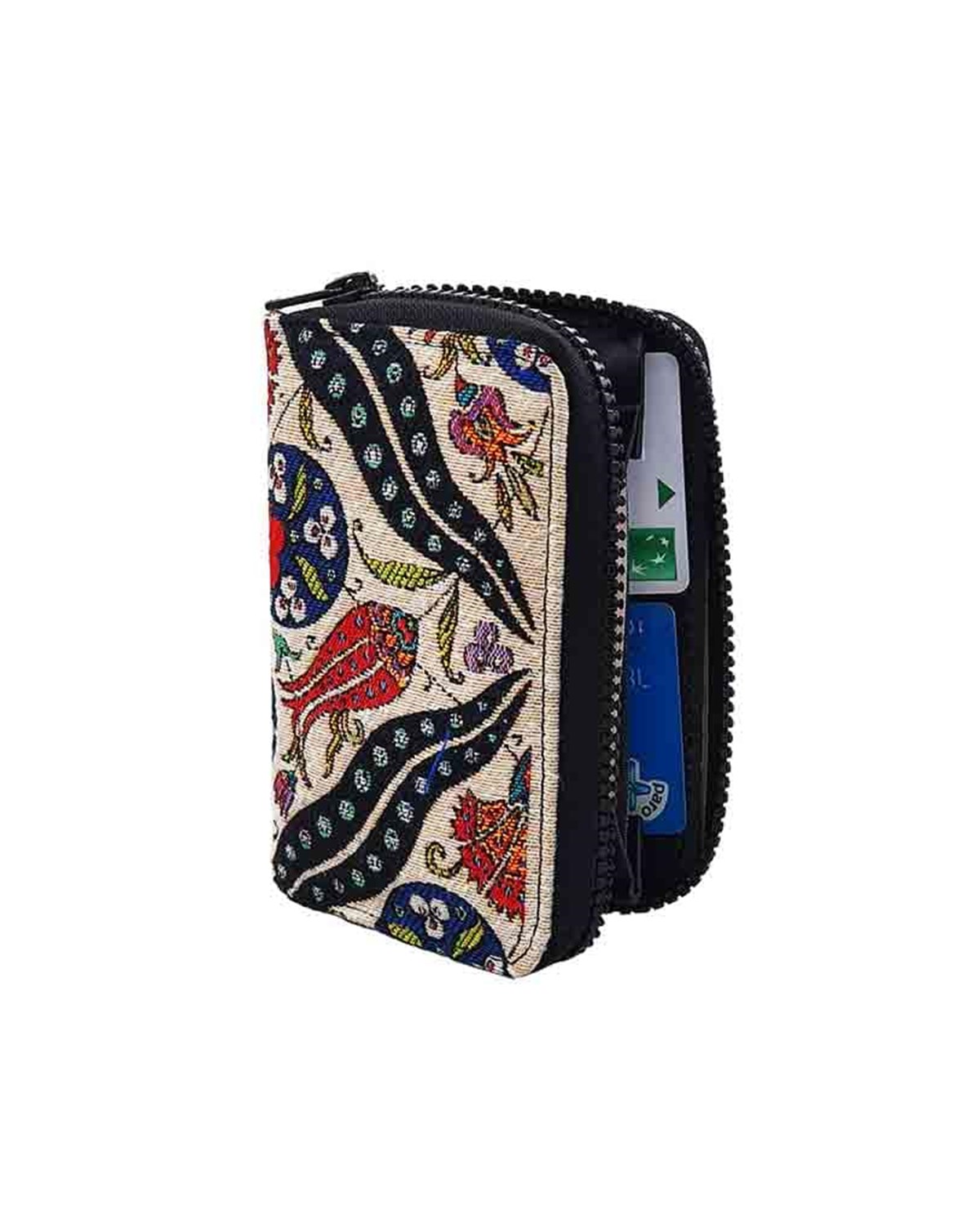 Lale Motifli Dokuma Çok fonksiyonlu El Cüzdanı