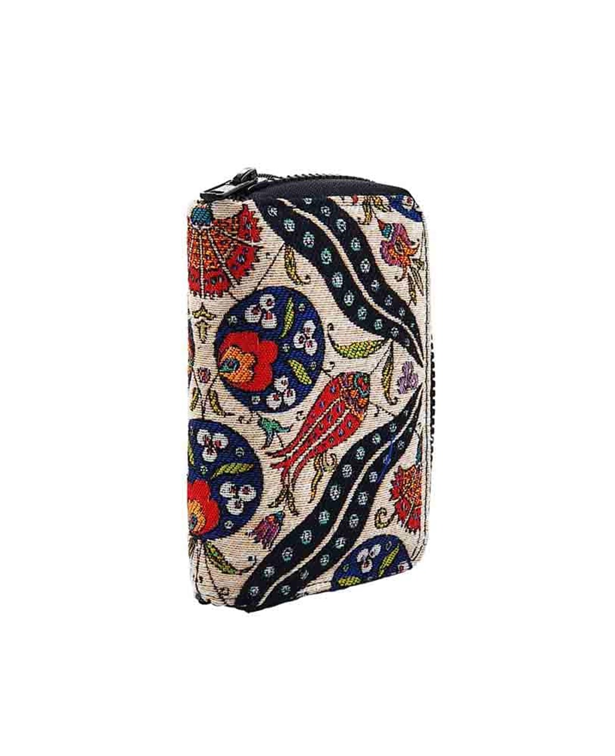 Lale Motifli Dokuma Çok fonksiyonlu El Cüzdanı