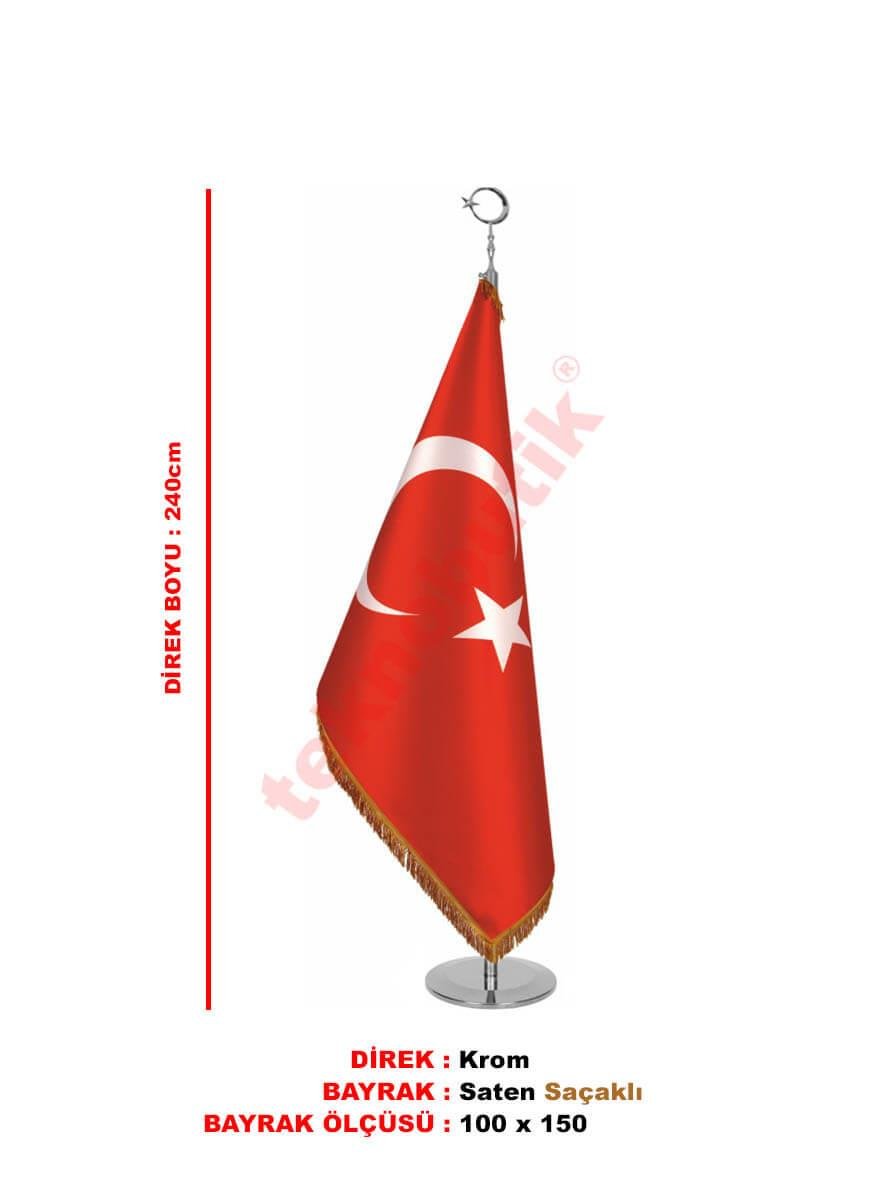 Makam Bayrağı Saçaklı Krom 100 x 150 Teknobutik.com'da