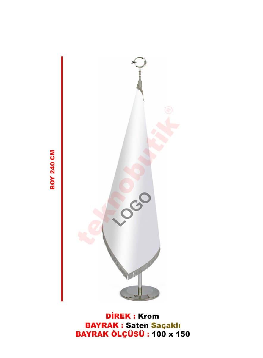 Makam Bayrağı Saçaklı Özel Baskılı Krom 100x150 Teknobutik.com'da