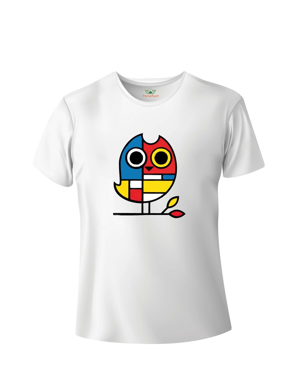 Mandala renkli Kuş Baskılı Basic Tshirt