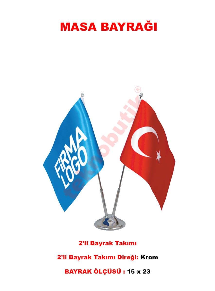Masa Bayrağı İkili Takım Özel Baskılı veya Ulus Bayraklı Teknobutik.com'da