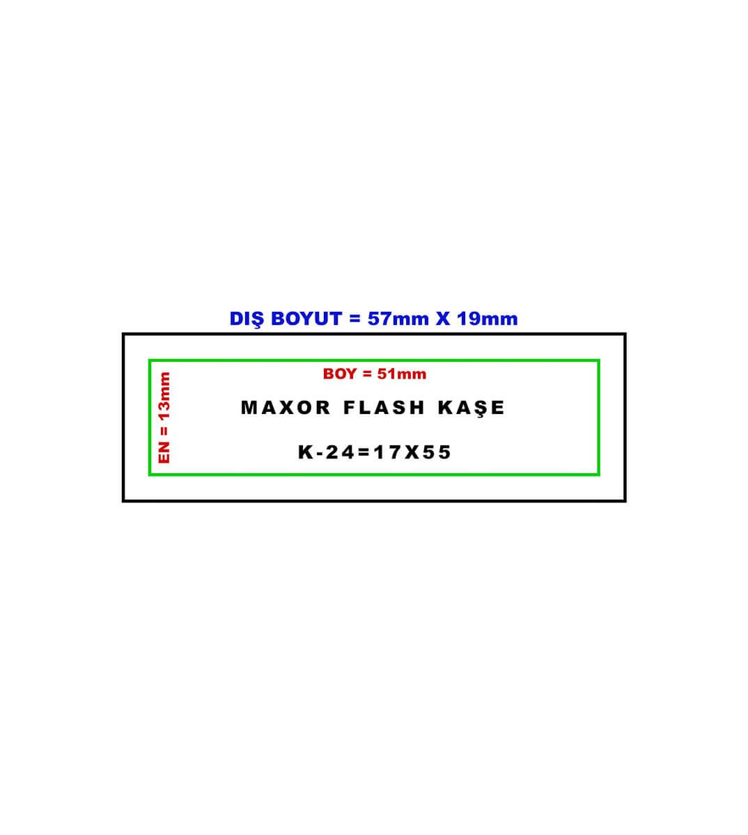 Maxor K-24 17x55 Flash Sistem Kendinden Mürekkepli Kaşe Teknobutik.com'da