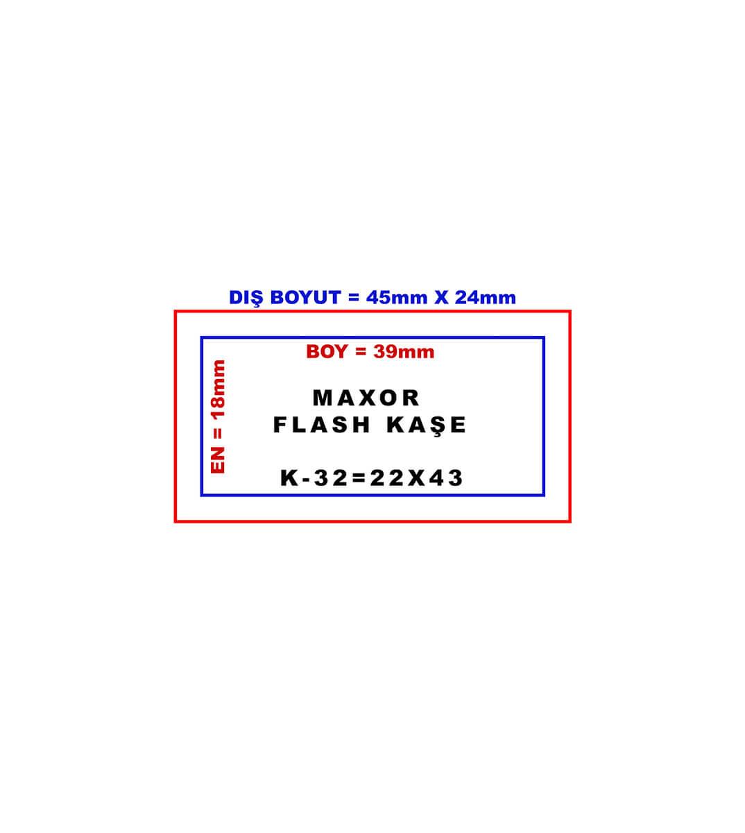 Maxor K-32 22x43 Flash Sistem Kendinden Mürekkepli Kaşe Teknobutik.com'da