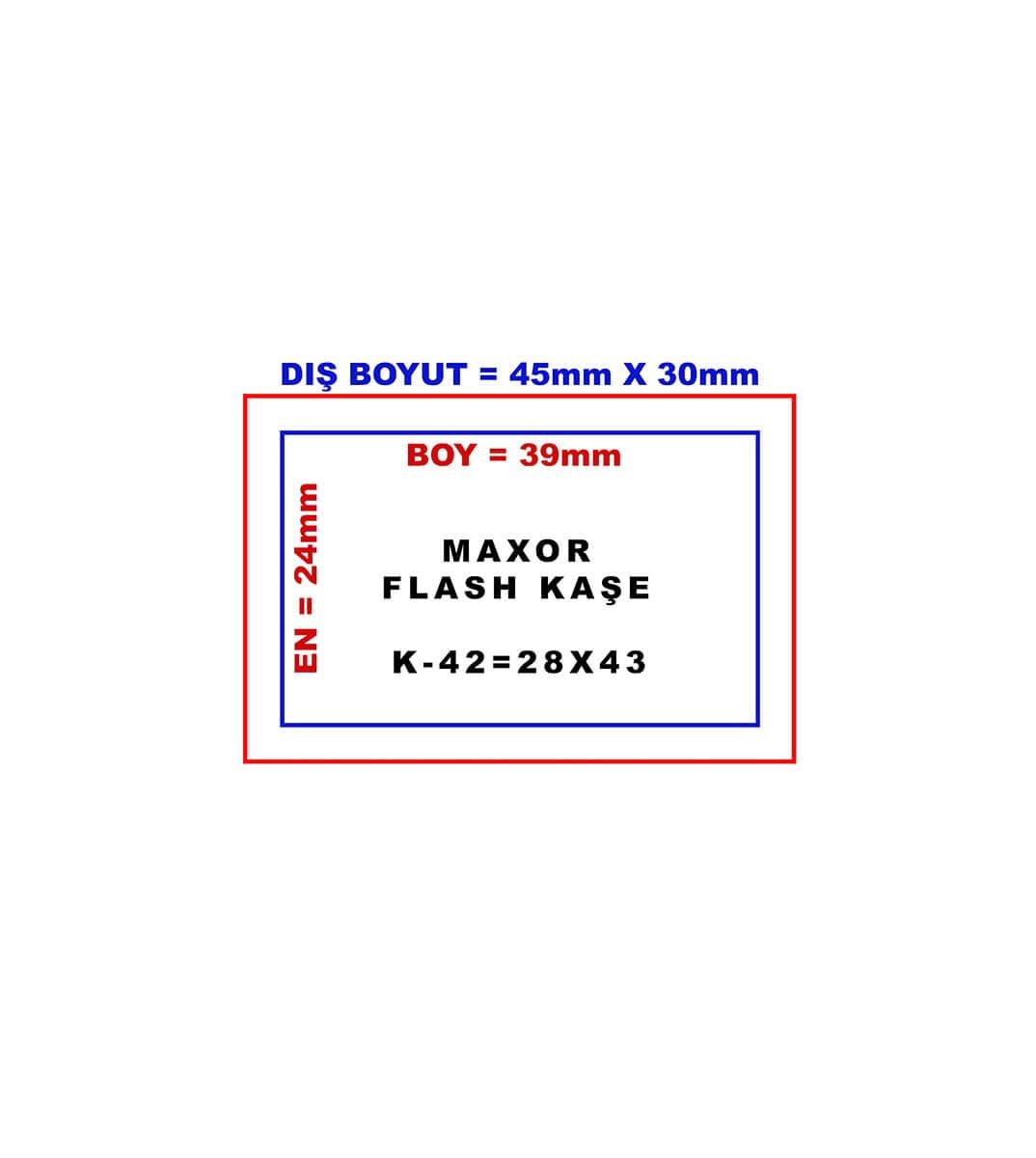 Maxor K-42 28x43 Flash Sistem Kendinden Mürekkepli Kaşe Teknobutik.com'da