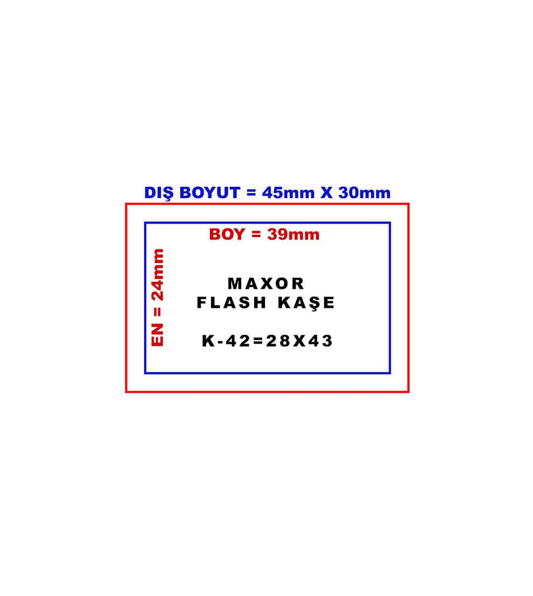 Maxor K-42 28x43 Flash Sistem Kendinden Mürekkepli Kaşe Teknobutik.com'da