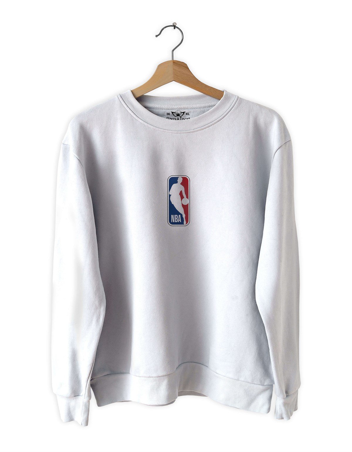 N-B-A2 Baskılı Slim Fit Siyah - Beyaz Sweatshirt
