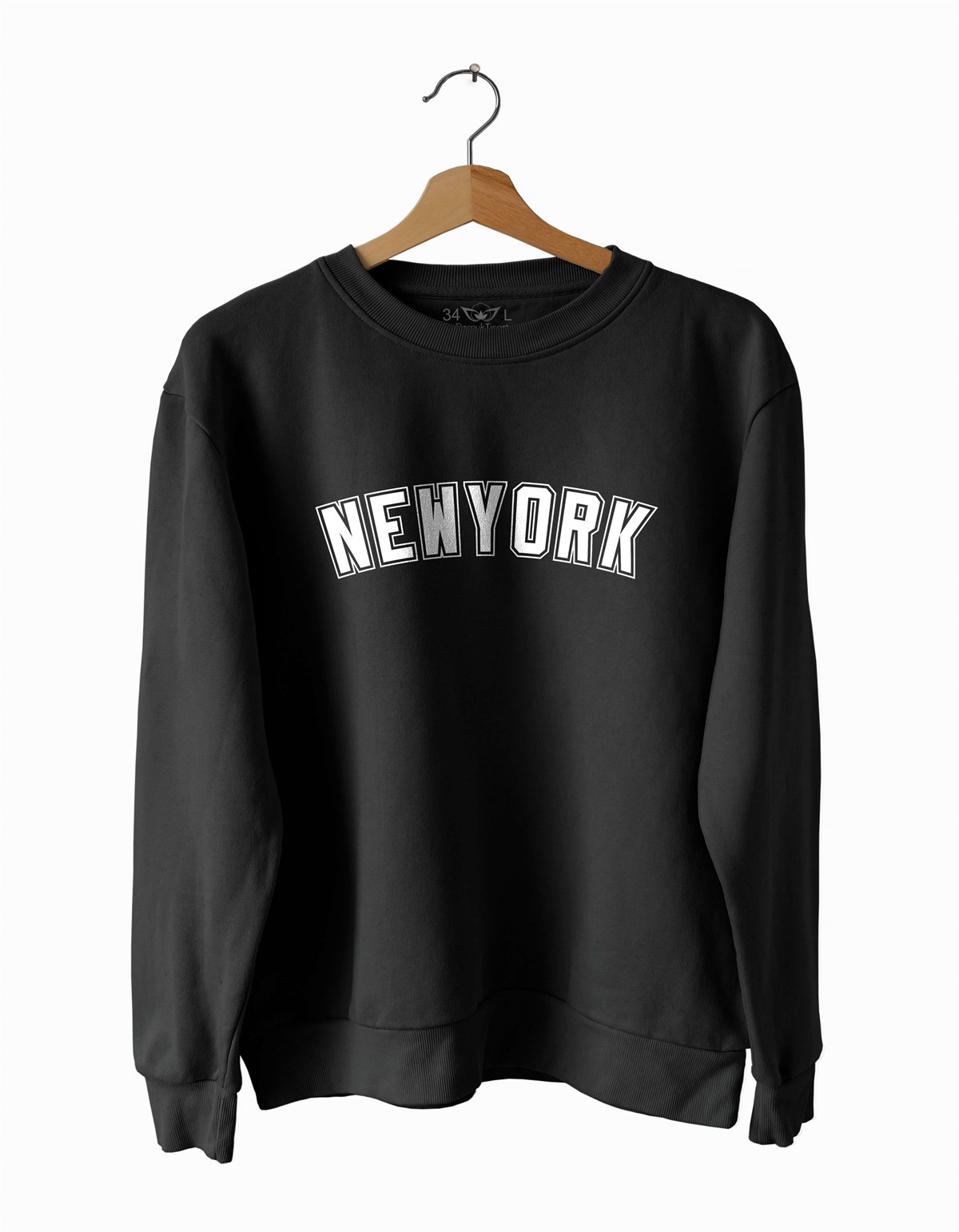 Newyork Baskılı Slim Fit Siyah - Beyaz Sweatshirt