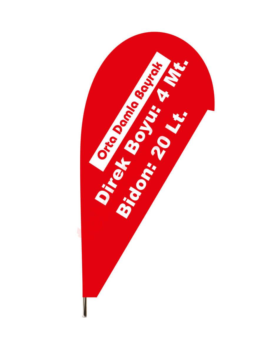 Orta Damla Bayrak Baskılı 120cm x 240cm Teknobutik.com'da