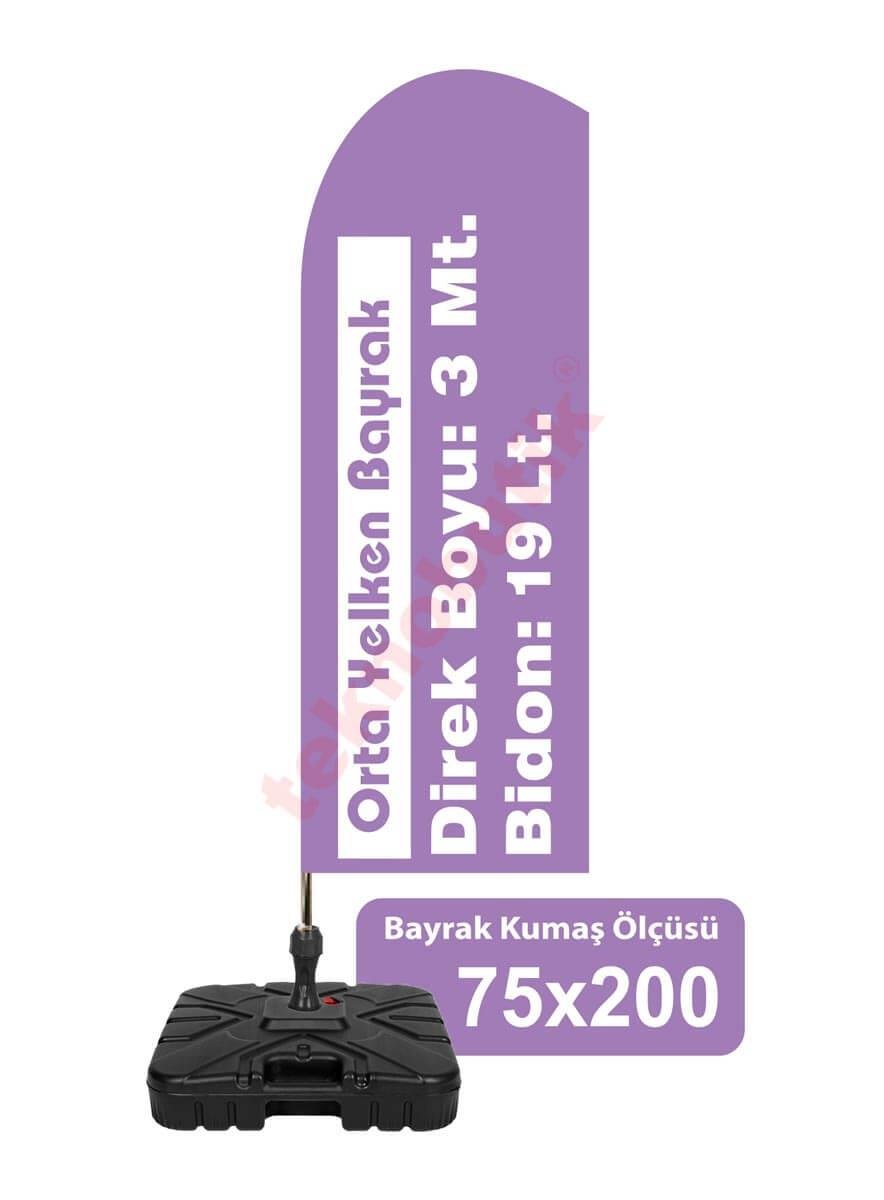 Orta Yelken Bayrak Baskılı 75cm x 200cm Teknobutik.com'da