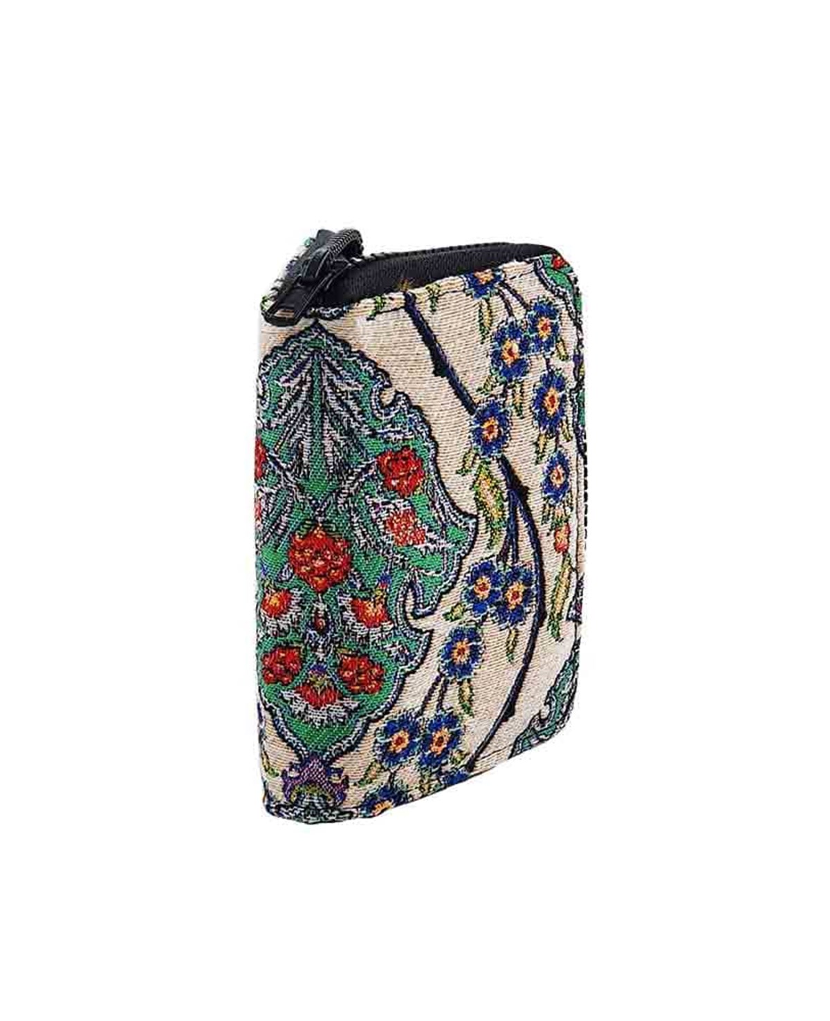 Osmanlı Motifli Çini Desenli Fermuarlı Kart ve Para Cüzdanı