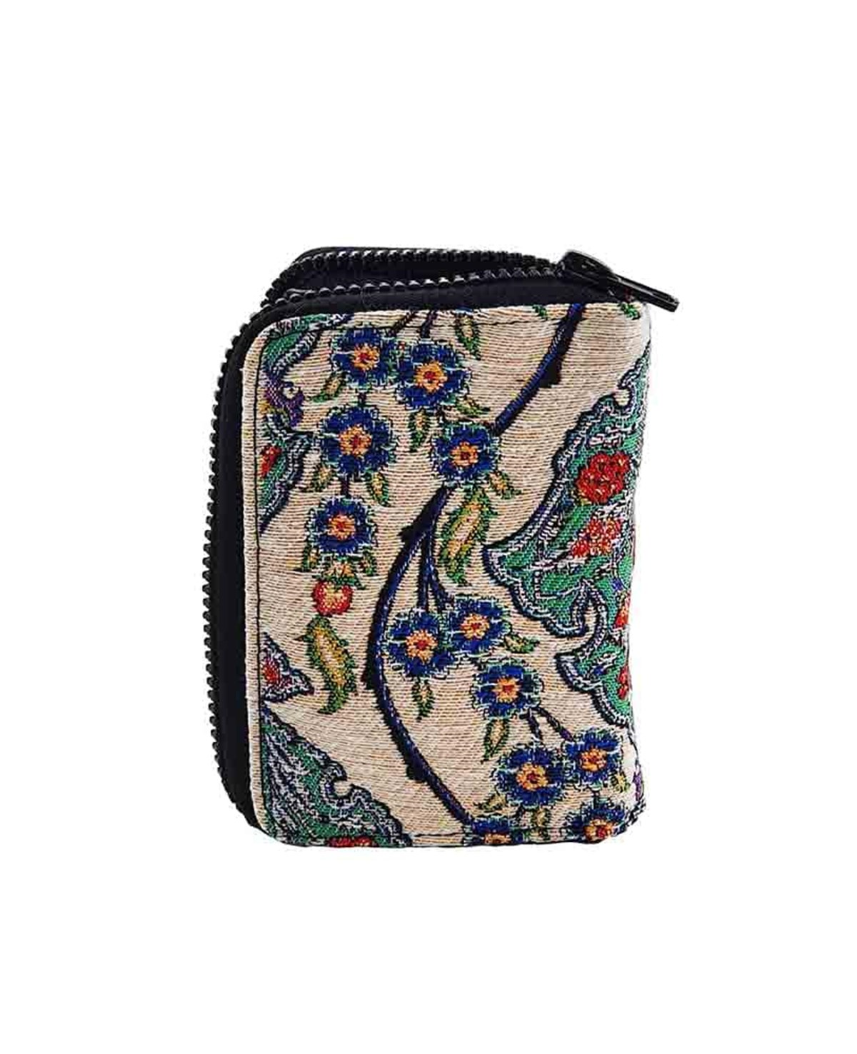 Osmanlı Motifli Çini Desenli Fermuarlı Kart ve Para Cüzdanı