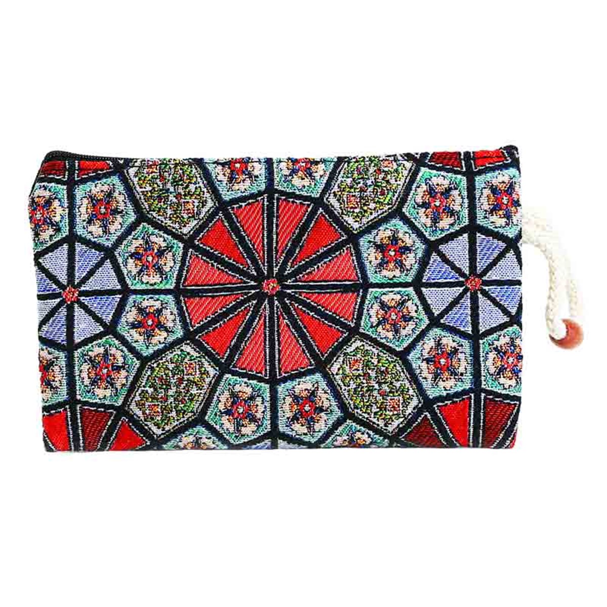 Osmanlı Motifli Kilim Desenli Goblen Dokuma İpli Boncuklu Cüzdan