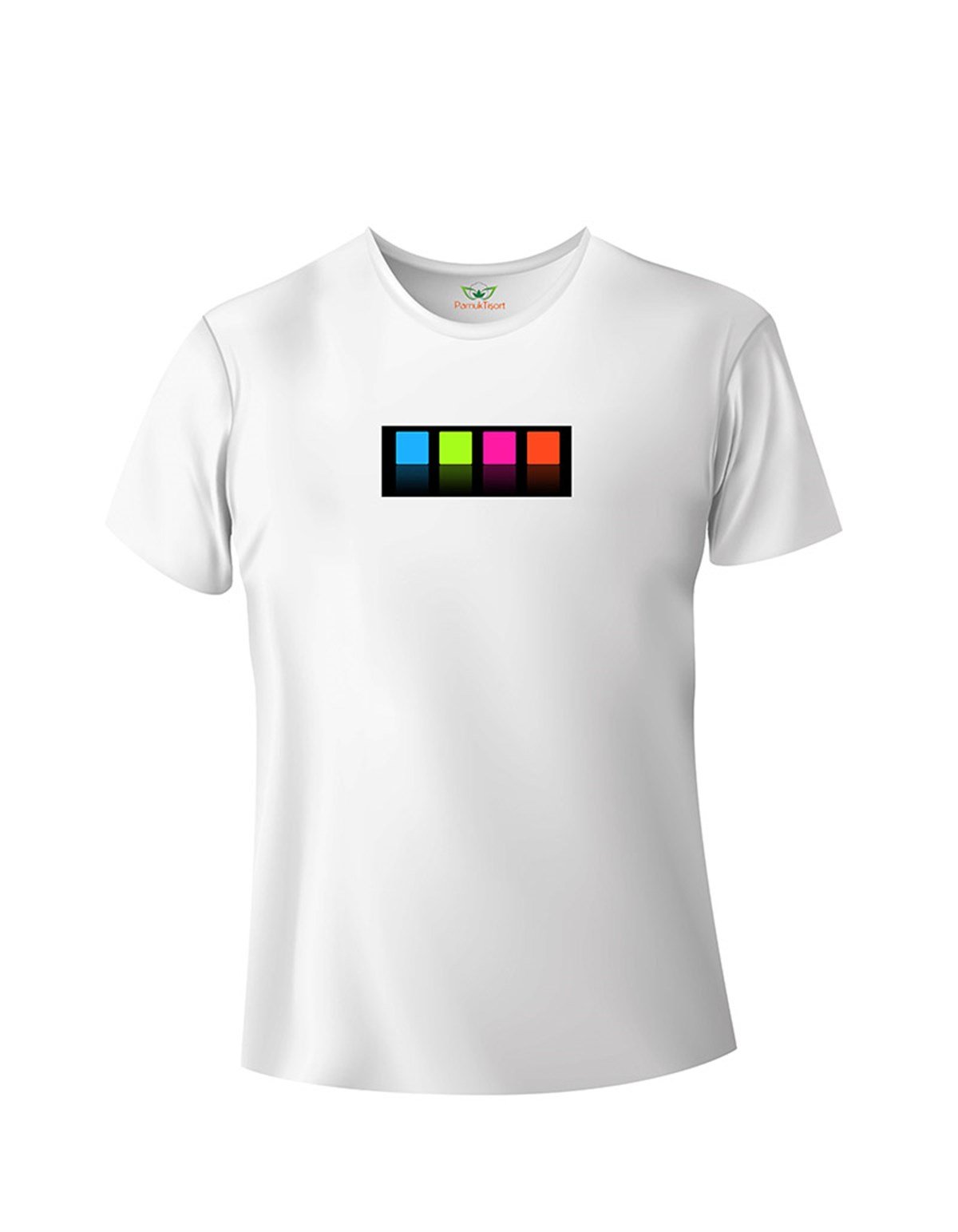Renkli Küpler Baskılı Bisiklet Yaka Tshirt