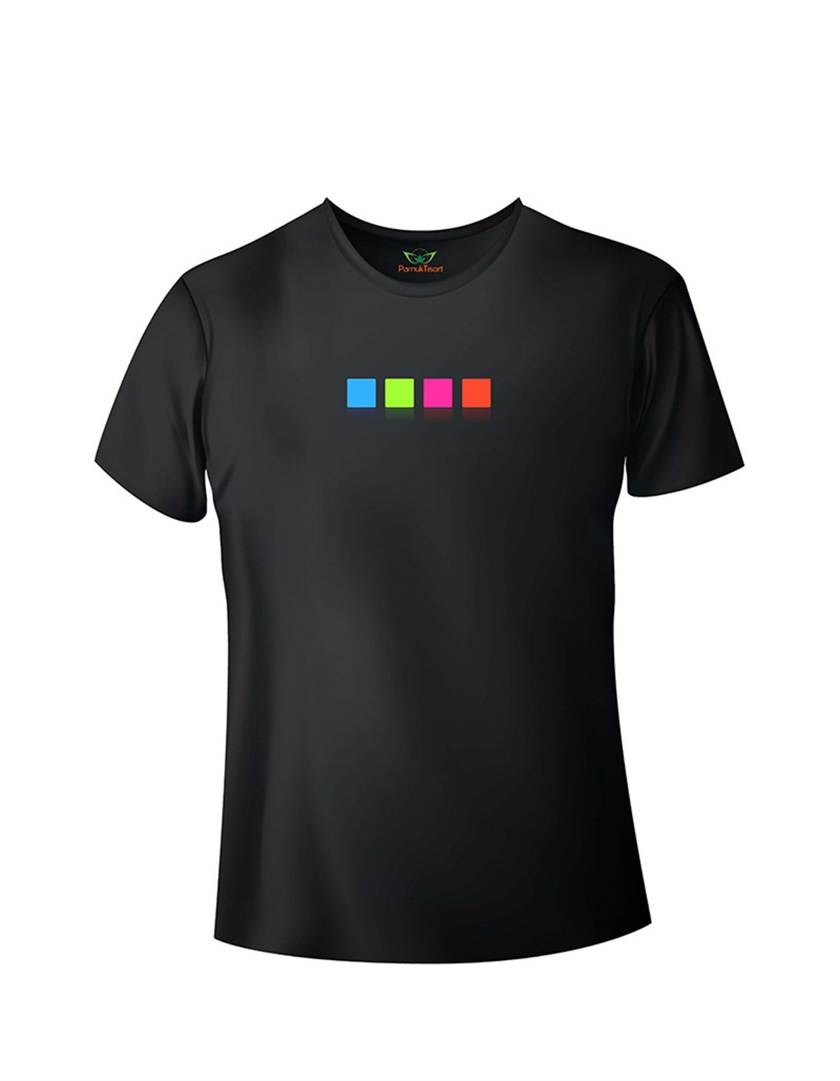 Renkli Küpler Baskılı Bisiklet Yaka Tshirt